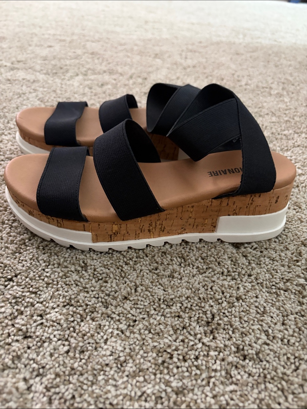 Comfortable Black Elastic Strap Sandals by Common Sense (Women) - Picture 2 of 4